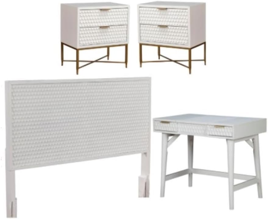 Home Square 4 Piece Set with Nightstand Standard King Headboard & Bedroom Vanity