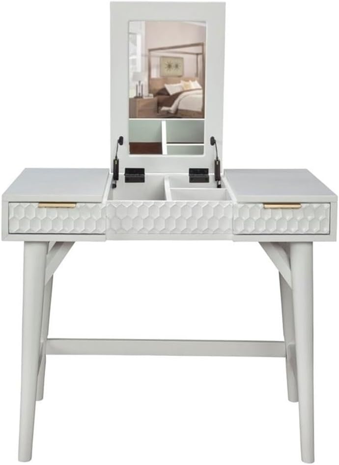 Home Square 4 Piece Set with Nightstand Standard King Headboard & Bedroom Vanity