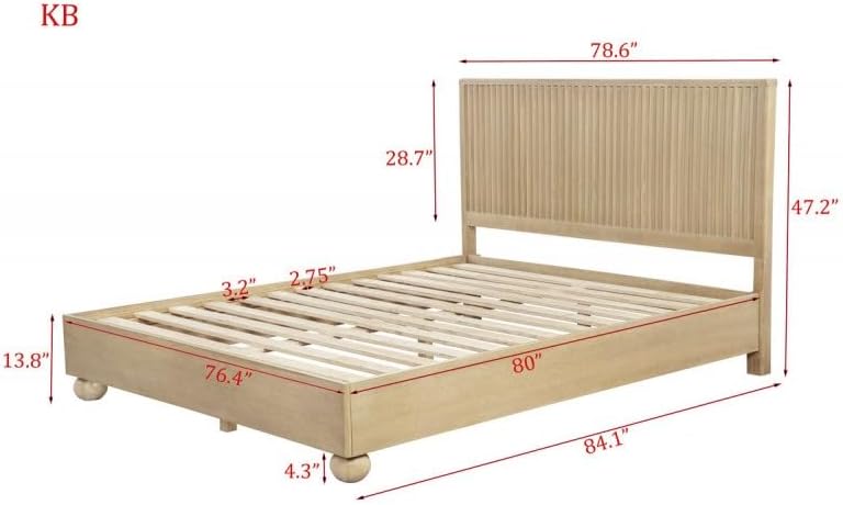 5 Piece Modern Wooden Eastern King Size Bedroom Furniture Set, Fluted Panels Design, Rounded Legs, Light Oak Wood Bedroom Set
