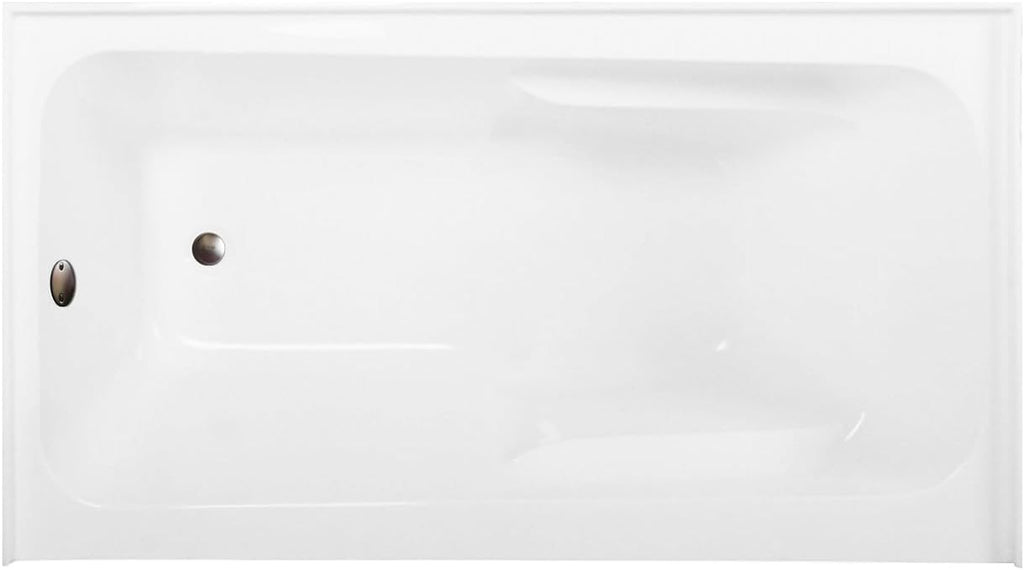 Aqua Eden CVTAP543023L5 54' Acrylic Rectangular 3-Wall Alcove Tub with Armrests, Left Hand Drain, Glossy White/Oil Rubbed Bronze