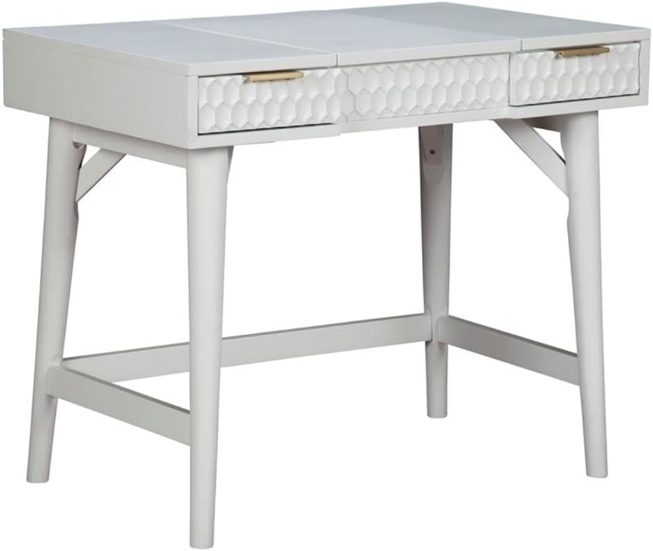 Home Square 2-Piece Set with King Panel Bed & Bedroom Vanity in White