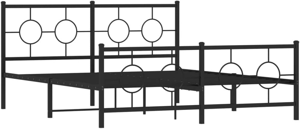Queen Size Metal Bed Frame with Footboard Black 59.1'x78.7' Sturdy Steel Platform Bed Frame with Underbed Storage Space for Bedroom