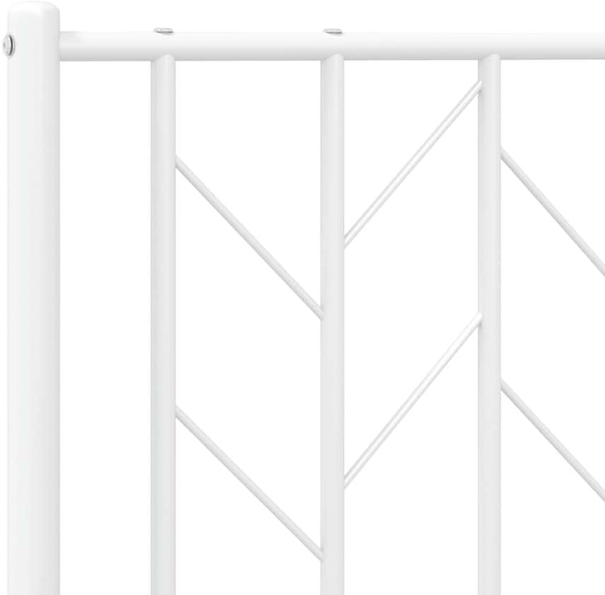 King Bed Frame with Headboard White 76'x79.9' Metal Platform Bed Frame Sturdy Steel Construction Underbed Storage Space for Bedroom Furniture
