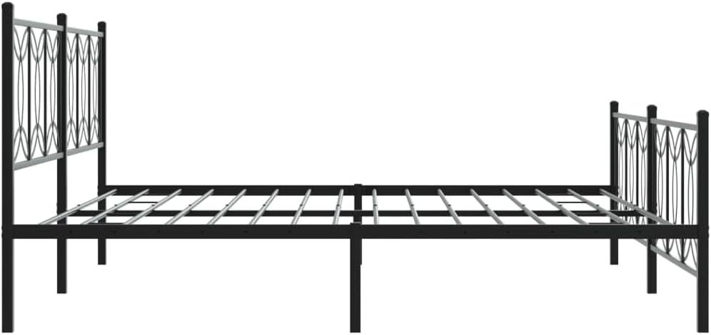 Metal Bed Frame with Footboard Black 76'x79.9' King Steel Platform Bed Frame Heavy Duty Bedframe with Storage Space Underneath for Bedroom Furniture