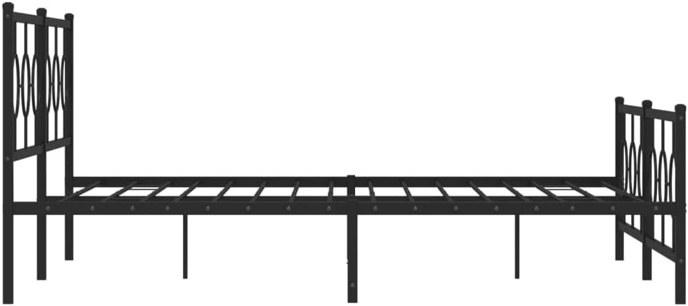 Metal Bed Frame with Footboard Black King Size 76'x79.9' Heavy Duty Steel Platform Bed Frame Sturdy Support Underbed Storage for Bedroom Furniture