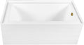 Aqua Eden CVTDE603122R7 60' Acrylic Rectangular 3-Wall Alcove Tub, Right Hand Drain, Glossy White/Brushed Brass