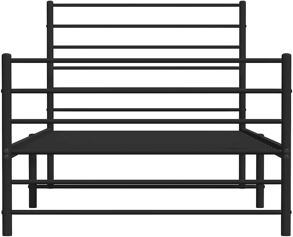 Twin XL Metal Bed Frame with Footboard Black 39.4'x78.7' Platform Bed Frame Heavy Duty Steel No Box Spring Needed Sturdy Noise-Free Design for Bedroom Furniture