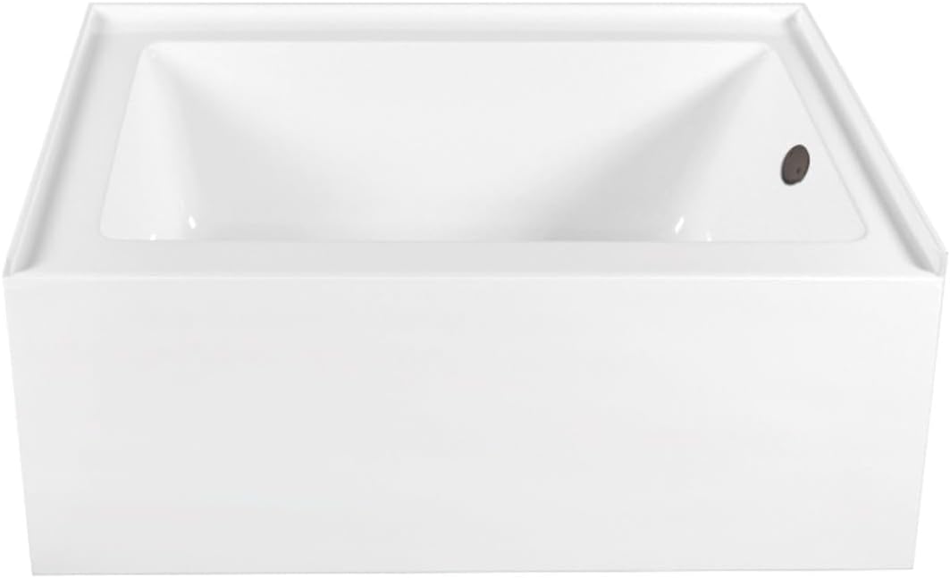 Aqua Eden CVTAP603222R5 60' Acrylic Rectangular 3-Wall Alcove Tub, Right Hand Drain, Glossy White/Oil Rubbed Bronze