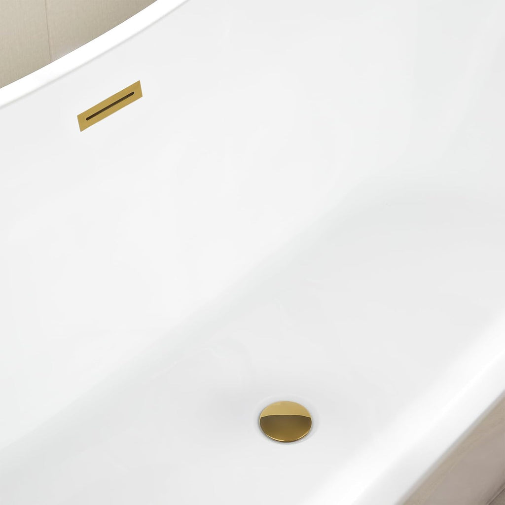 Vanity Art 71' Freestanding Bathtub | Free Standing Tub Stand Alone Tub with Contemporary Design for Soaking and Bathing, Overflow and Pop-up Drain with UPC Certified, Acrylic,VA6517-TG