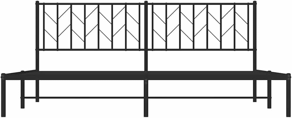 Metal Bed Frame with Headboard Black King Size 76'x79.9' Heavy Duty Steel Platform Bed Frame with Underbed Storage Space for Bedroom Furniture