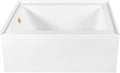 Aqua Eden CVTAP603222L2 60' Acrylic Rectangular 3-Wall Alcove Tub, Left Hand Drain, Glossy White/Polished Brass