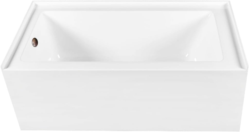 Aqua Eden CVTDE603122L5 60' Acrylic Rectangular 3-Wall Alcove Tub, Left Hand Drain, Glossy White/Oil Rubbed Bronze