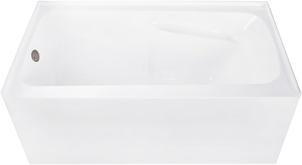 Aqua Eden CVTAP543023L5 54' Acrylic Rectangular 3-Wall Alcove Tub with Armrests, Left Hand Drain, Glossy White/Oil Rubbed Bronze