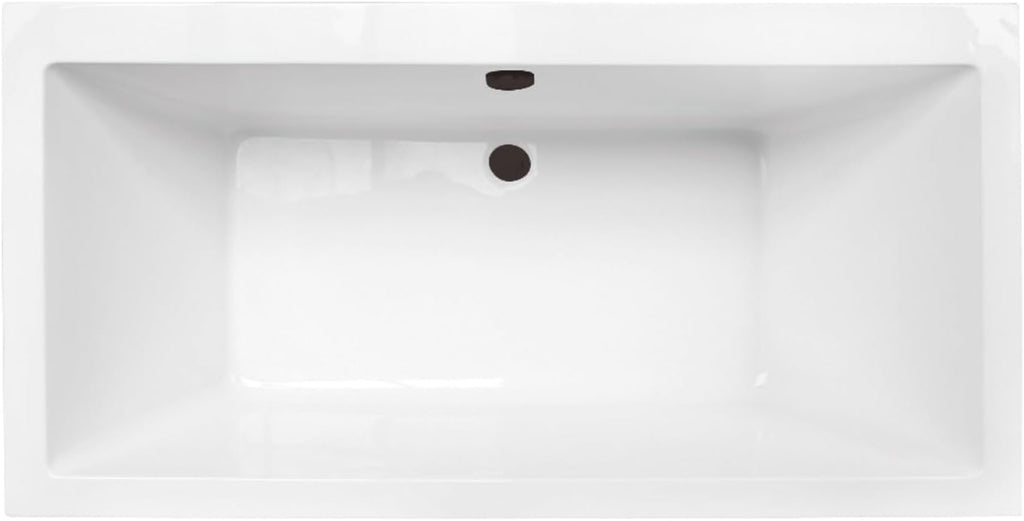Kingston Brass VTSQ663422M5 66' Acrylic Rectangular Double Ended Freestanding Tub with Overflow/Drain Assembly, Glossy White/Oil Rubbed Bronze