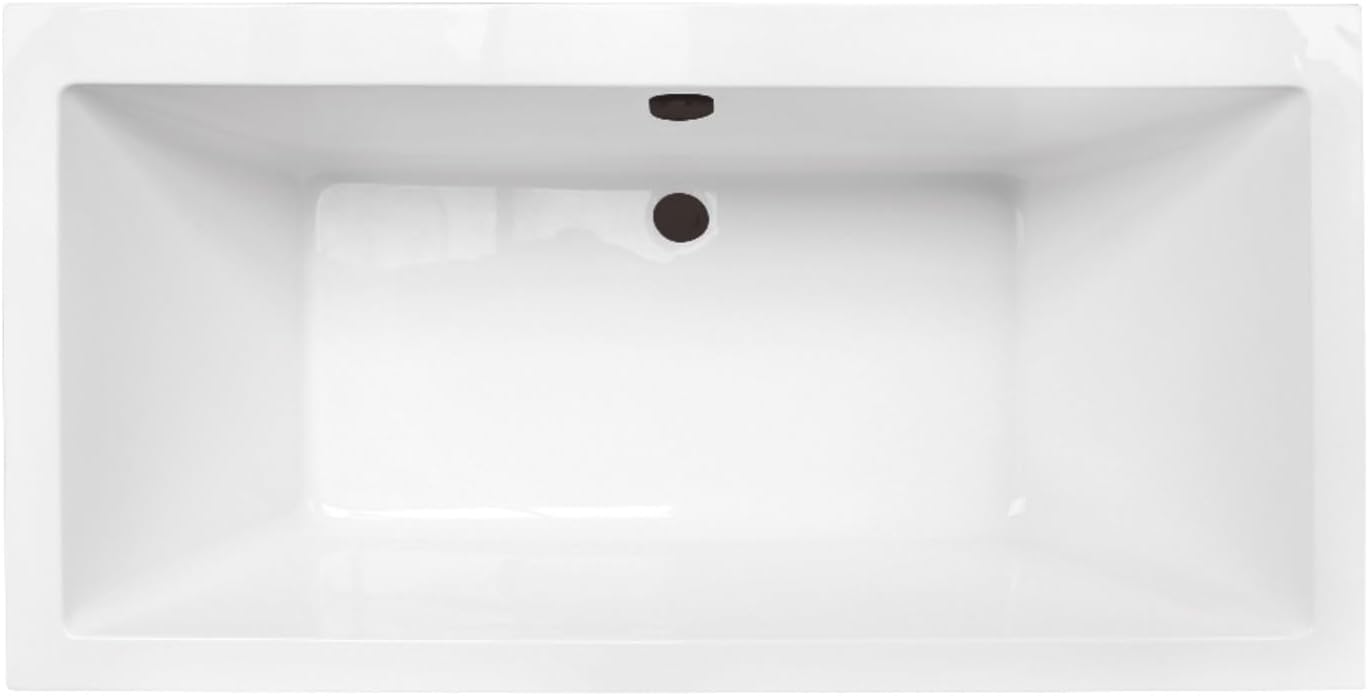 Kingston Brass VTSQ663422M5 66' Acrylic Rectangular Double Ended Freestanding Tub with Overflow/Drain Assembly, Glossy White/Oil Rubbed Bronze