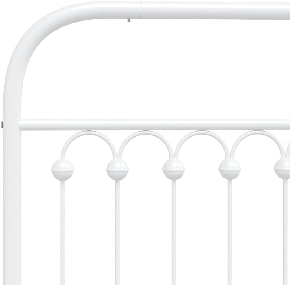 Twin Bed Frame White Steel Metal Frame 39.4 x 78.7 in Rectangular with Headboard Sturdy Support Classic Design for Bedroom and Guest Room