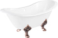Signature Hardware 915546-61-RH-ND Arabella 61' Cast Iron Soaking Clawfoot Tub with Pre-Drilled Overflow Hole and 7' Rim Holes - Less Drain - White/Oil Rubbed Bronze Feet