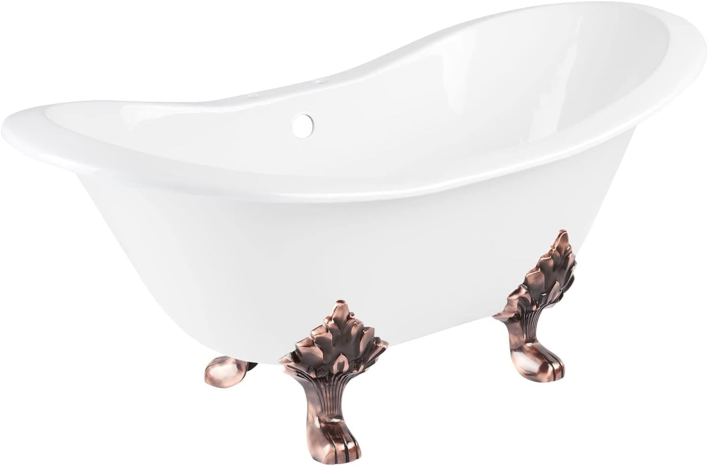 Signature Hardware 915546-72-RH-ND Arabella 72' Cast Iron Soaking Clawfoot Tub with Pre-Drilled Overflow Hole and 7' Rim Holes - Less Drain - White/Oil Rubbed Bronze Feet