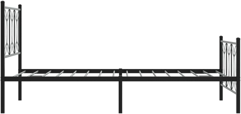 Metal Bed Frame Queen Size with Footboard Black Steel Platform Bed Frame 39.4'x78.7' Sturdy Bedframe for Bedroom Underbed Storage Space Heavy Duty Support