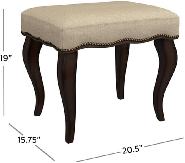 Hillsdale Hamilton Wood and Upholstered Backless Vanity Stool for Makeup Room and Bathroom, Burnished Oak