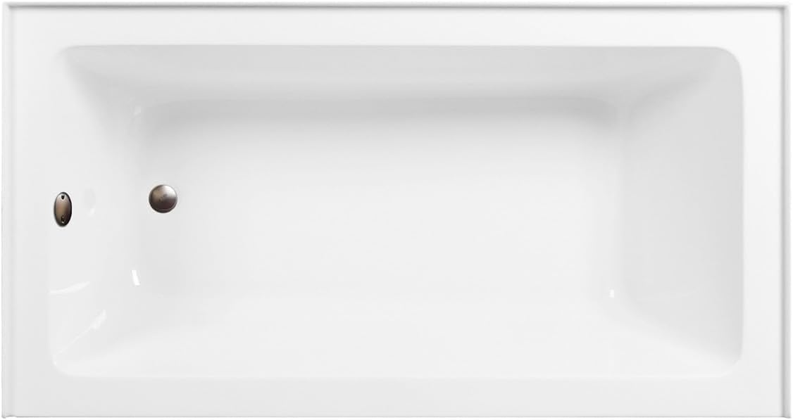 Aqua Eden CVTAP603222L5 60' Acrylic Rectangular 3-Wall Alcove Tub, Left Hand Drain, Glossy White/Oil Rubbed Bronze