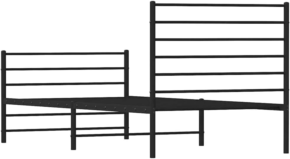Twin XL Metal Bed Frame with Footboard Black 39.4'x78.7' Platform Bed Frame Heavy Duty Steel No Box Spring Needed Sturdy Noise-Free Design for Bedroom Furniture