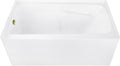Aqua Eden CVTAP543023L3 54' Acrylic Rectangular 3-Wall Alcove Tub with Armrests, Left Hand Drain, Glossy White/Antique Brass
