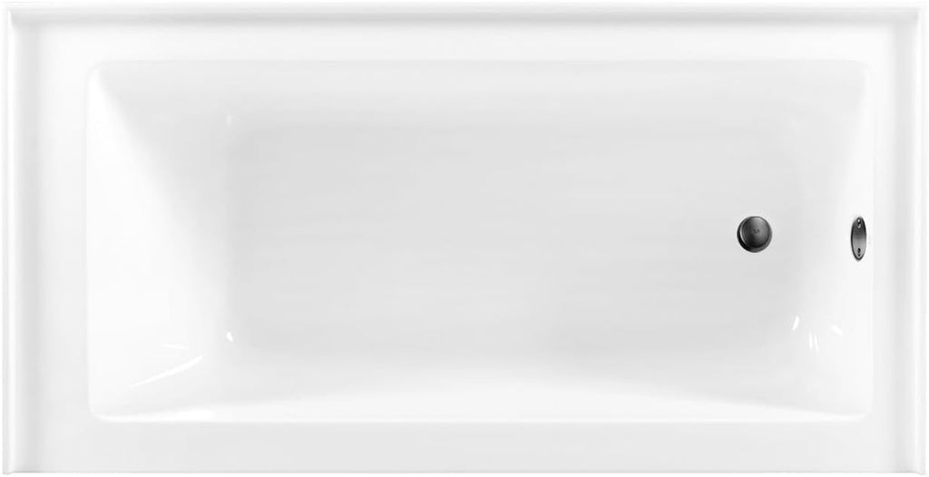 Aqua Eden CVTDE603122R0 60' Acrylic Rectangular 3-Wall Alcove Tub, Right Hand Drain, Glossy White/Matte Black