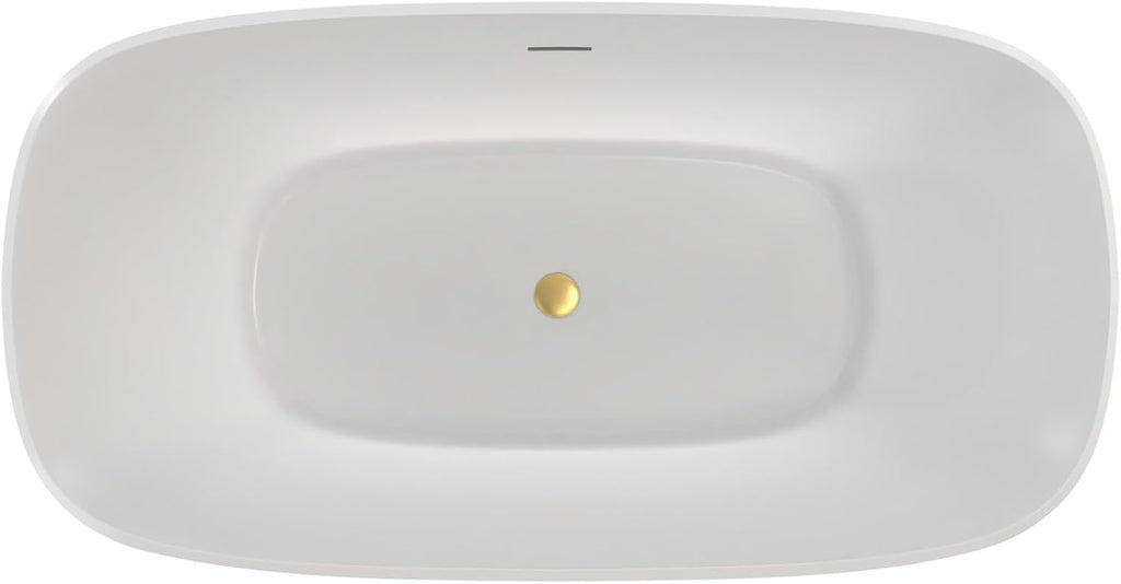 Elegance 59 in. L x 31 in. W x 23-5/8 in. H Freestanding Acrylic Bathtub, Brushed Brass Drain