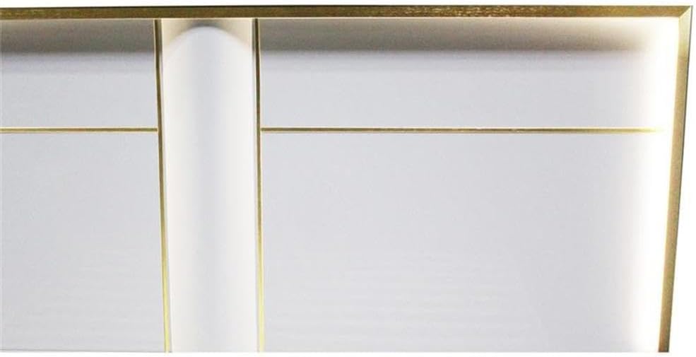 Pemberly Row 5-Piece Cali King Bedroom Set, Poplar & Engineered Wood, White/Gold Trim, High Gloss Finish, Includes Bed, Dresser, Mirror, 2 Nightstands, LED Headboard, Elegant Modern Design for Bedroom
