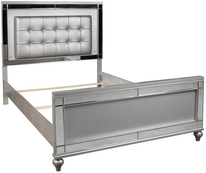 New Classic Valentine Furniture 5-Piece Solid Wood King Bedroom Set in Silver