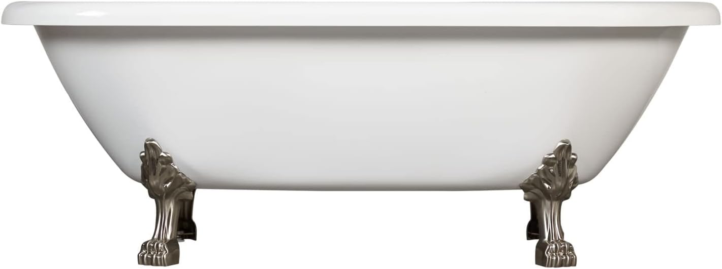 Signature Hardware 479956 Audrey 59' Acrylic Clawfoot Tub with Integrated Overflow, Lion Paw Feet and Tap Deck - Less Drain Assembly
