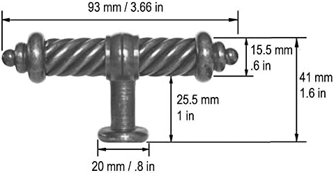 100 Pack Antique Pewter Kitchen Cabinet Hardware Flute Handle Pull Knobs 3-3/8 Inch (93mm)
