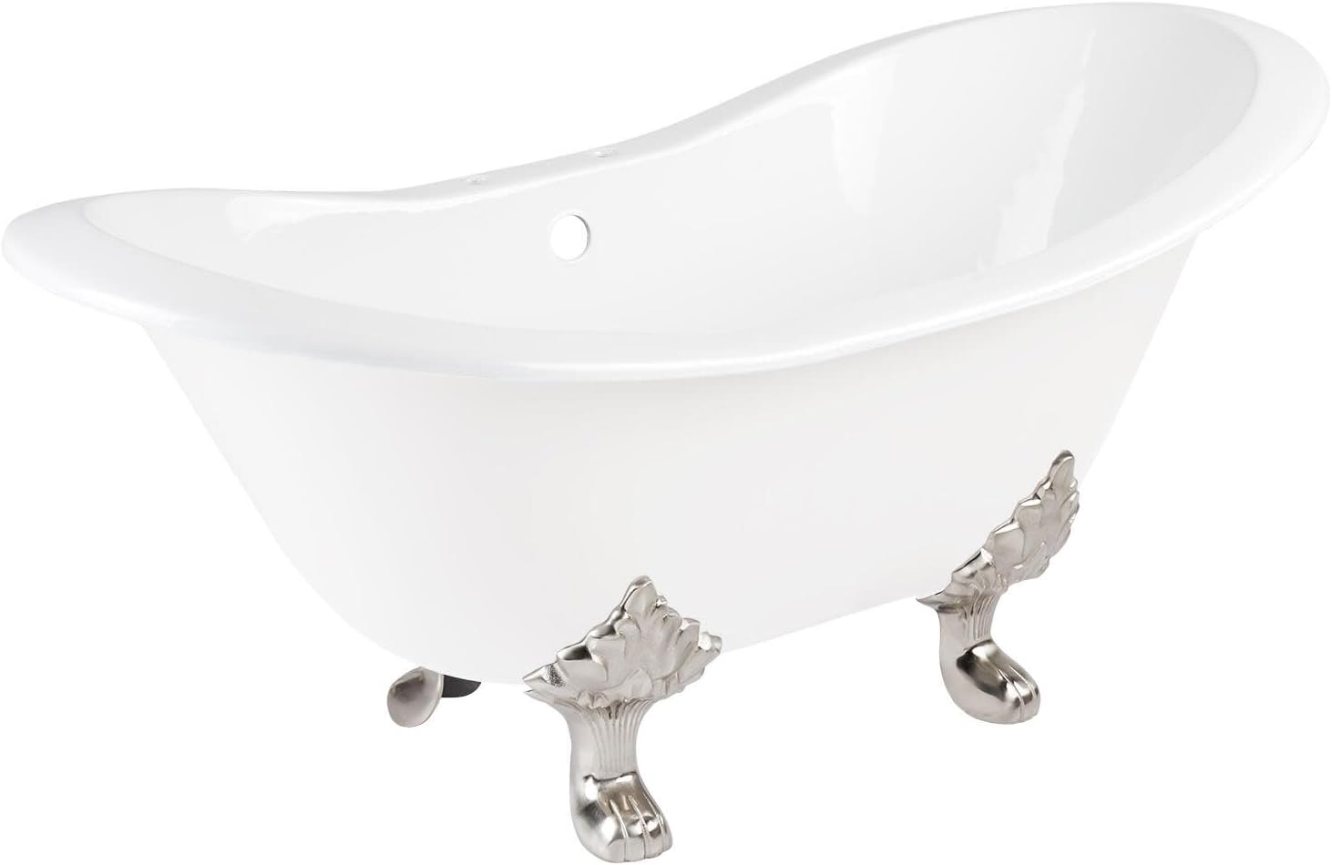 Signature Hardware 915546-61-RH-ND Arabella 61' Cast Iron Soaking Clawfoot Tub with Pre-Drilled Overflow Hole and 7' Rim Holes - Less Drain - White/Oil Rubbed Bronze Feet