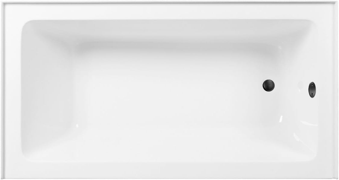 Aqua Eden CVTAP603222L0 60' Acrylic Rectangular 3-Wall Alcove Tub, Left Hand Drain, Glossy White/Matte Black