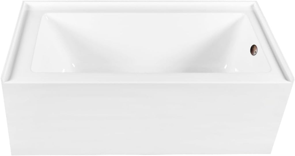Aqua Eden CVTDE603122R5 60' Acrylic Rectangular 3-Wall Alcove Tub, Right Hand Drain, Glossy White/Oil Rubbed Bronze