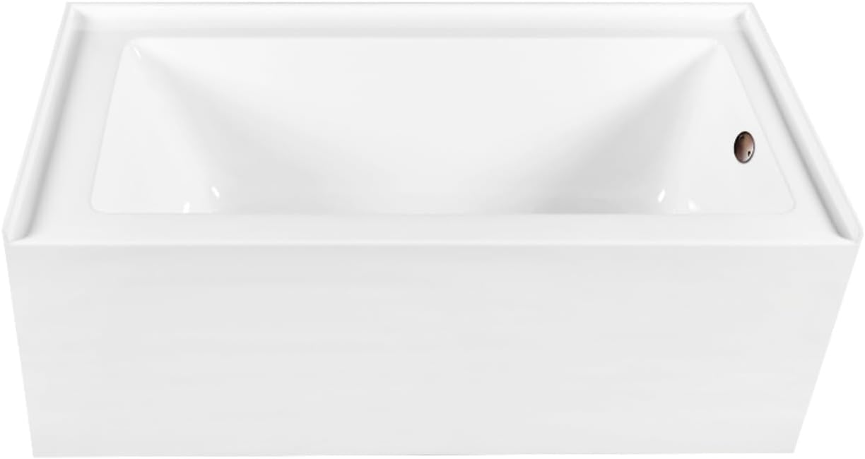 Aqua Eden CVTDE603122R5 60' Acrylic Rectangular 3-Wall Alcove Tub, Right Hand Drain, Glossy White/Oil Rubbed Bronze