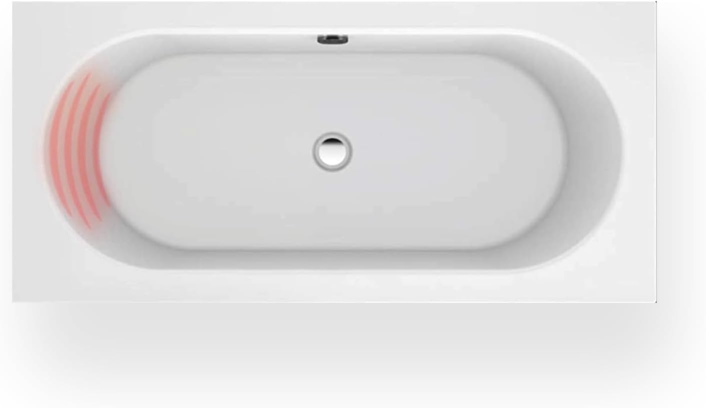 Carver Tubs - Aphrodite 67' - Modern White Freestanding Bathtub With Back Heater - Rectangle Spacious Acrylic Fiberglass Bath Tub With Chrome Drain - Deep Relaxing Soak - 67'L x 31.5'W x 23'H
