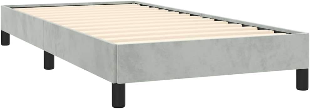 Light Gray Velvet Twin Bed Frame with Plywood and Engineered Wood, Breathable Fabric for Cool Sleep, Sturdy Build for Adult Use, Modern Design Fits Any Room Decor,