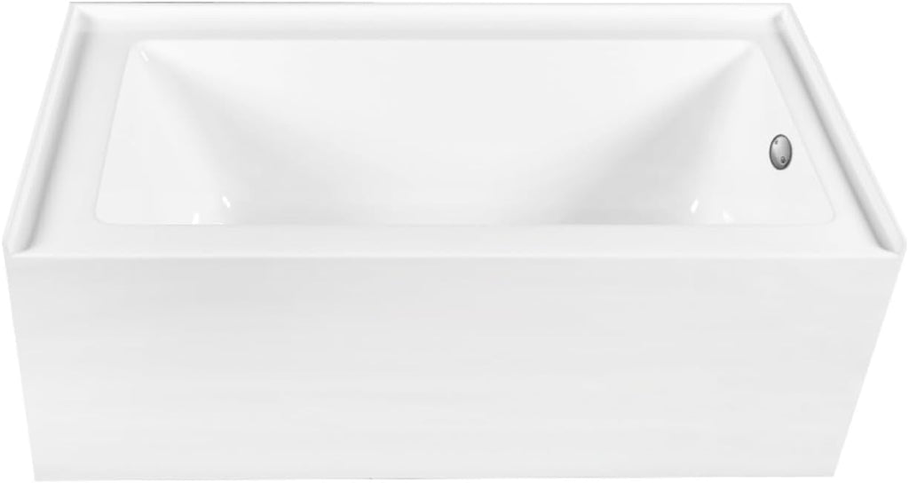 Aqua Eden CVTDE603122R8 60' Acrylic Rectangular 3-Wall Alcove Tub, Right Hand Drain, Glossy White/Brushed Nickel