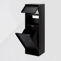 Shower Niche with Built-in Trash Can, Stainless Steel Bathroom Storage Rack, Built-in Bathroom Niche, Wall-Mounted Trash Can Cabinet, Multi-Functional Toilet Paper Holder,Black