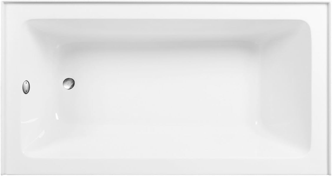 Aqua Eden CVTAP603222L8 60' Acrylic Rectangular 3-Wall Alcove Tub, Left Hand Drain, Glossy White/Brushed Nickel