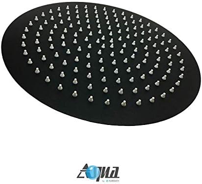 Aqua Rondo Matte Black Shower Set w/Ceiling Mount 12' Rain Shower and Handheld