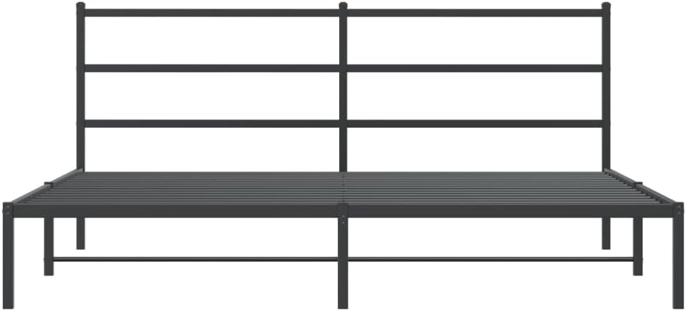 Metal Bed Frame with Headboard Black King Size Platform Bed Frame 76'x79.9' Steel Construction Underbed Storage Space for Bedroom Furniture