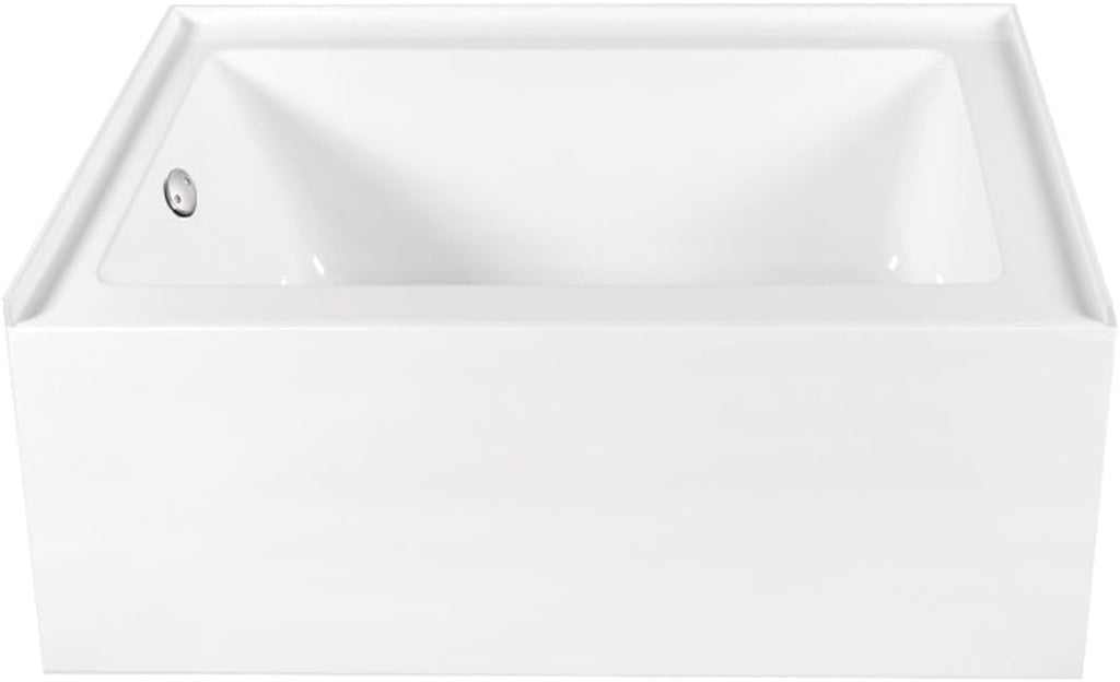 Aqua Eden CVTAP603222L8 60' Acrylic Rectangular 3-Wall Alcove Tub, Left Hand Drain, Glossy White/Brushed Nickel