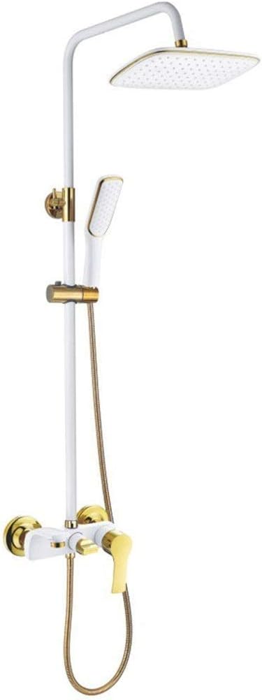 Shower Faucet Set Bathroom White Rainfall Shower Faucet Hot and Cold Water Gold Shower Mixer