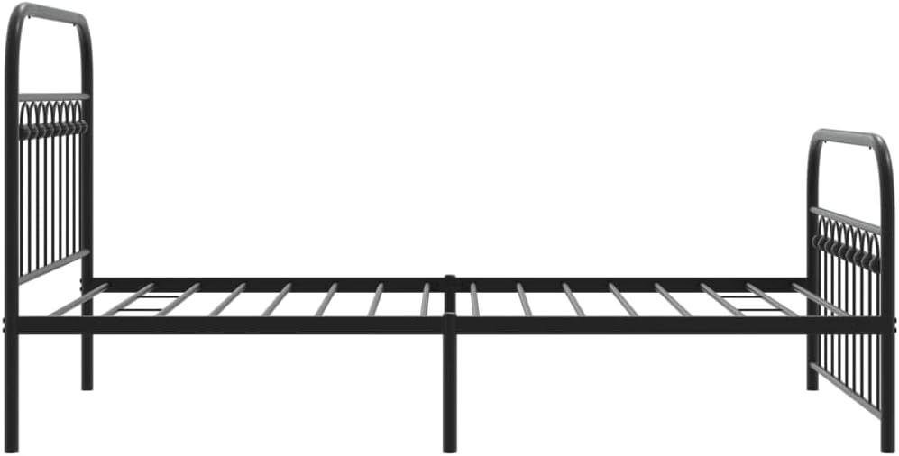 Twin Bed Frame Black Steel Platform Style 39.4x78.7 Inch Single Bed Frame with Headboard and Footboard for Bedroom