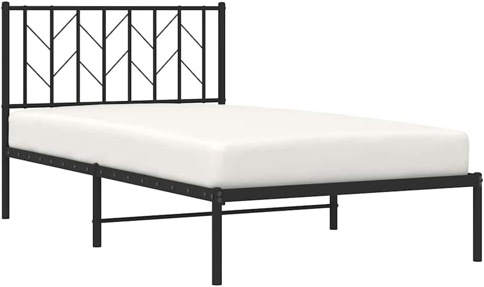 Metal Bed Frame with Headboard Black Twin Size Platform Bed Frame Sturdy Steel Construction Underbed Storage Space for Bedroom Furniture