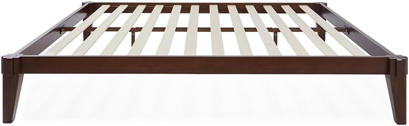 Bme Chalipa 14' Queen Bed Frame - Solid Wood Platform Bed - Japanese Joinery Bed Frame - Wood Slat Support - No Box Spring Needed - Minimalist & Modern Style, Walnut