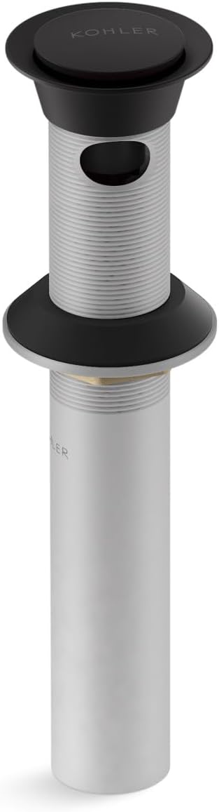 Kohler K-25322-BL Bathroom sink clicker drain with overflow, Matte Black